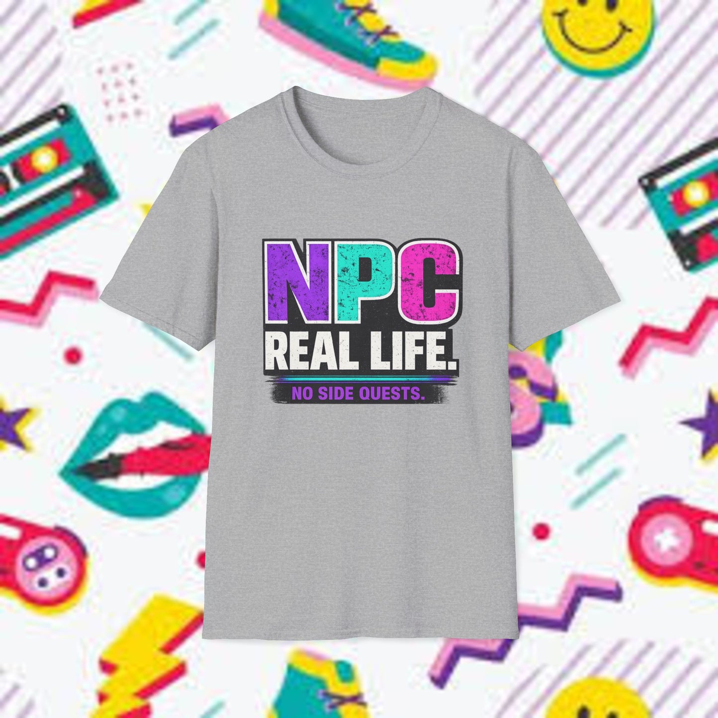 NPC Real Life T-Shirt — Funny Gamer NPC Tee, “No Side Quests” Retro Design