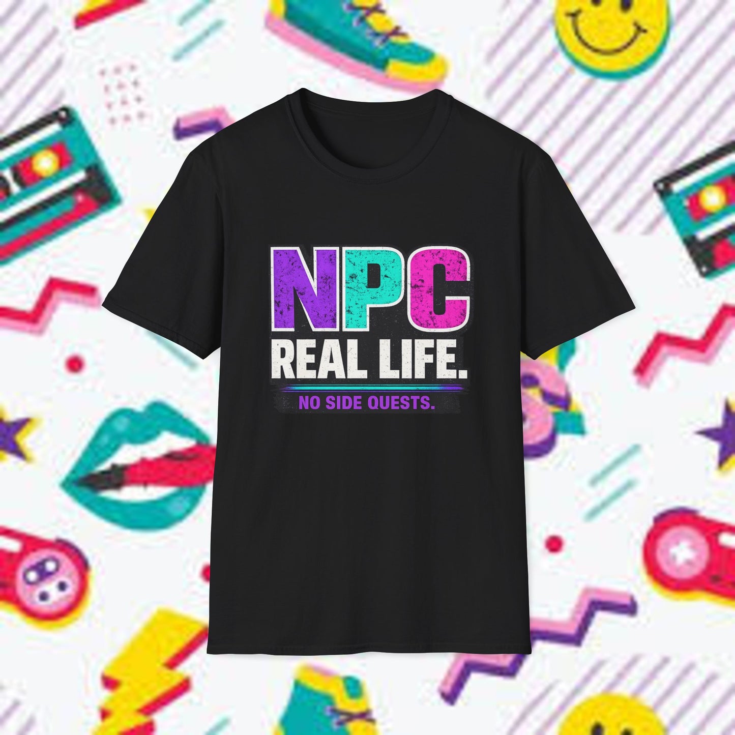 NPC Real Life T-Shirt — Funny Gamer NPC Tee, “No Side Quests” Retro Design